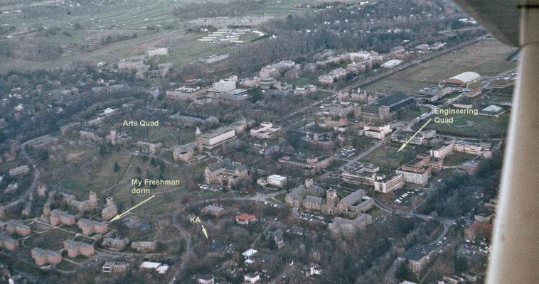 1964 arial photo of Cornell campus