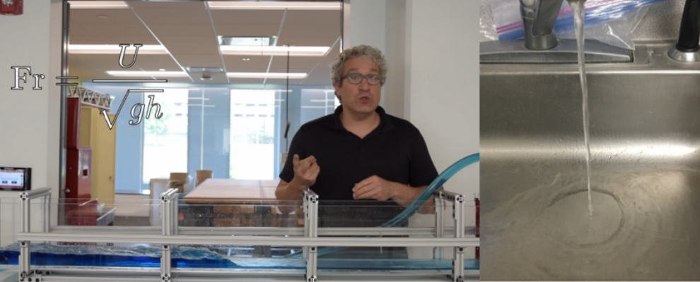 Left: Professor Kirby’s hydraulic jump demo video.  Right: student submission of a hydraulic jump
