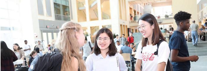 Students chatting at orientation